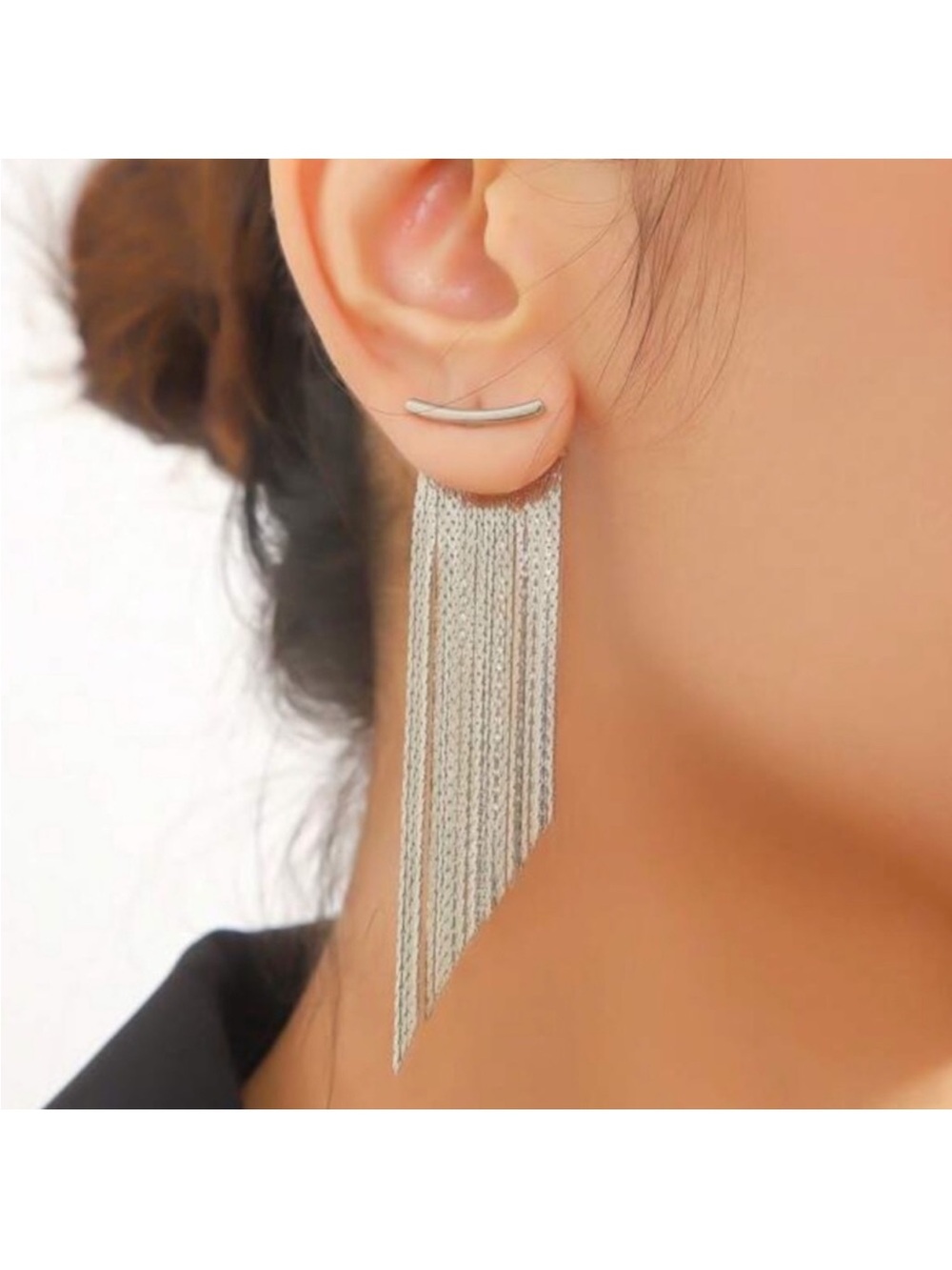 18k gold plated silver Minimalist Fringe Long Earrings New